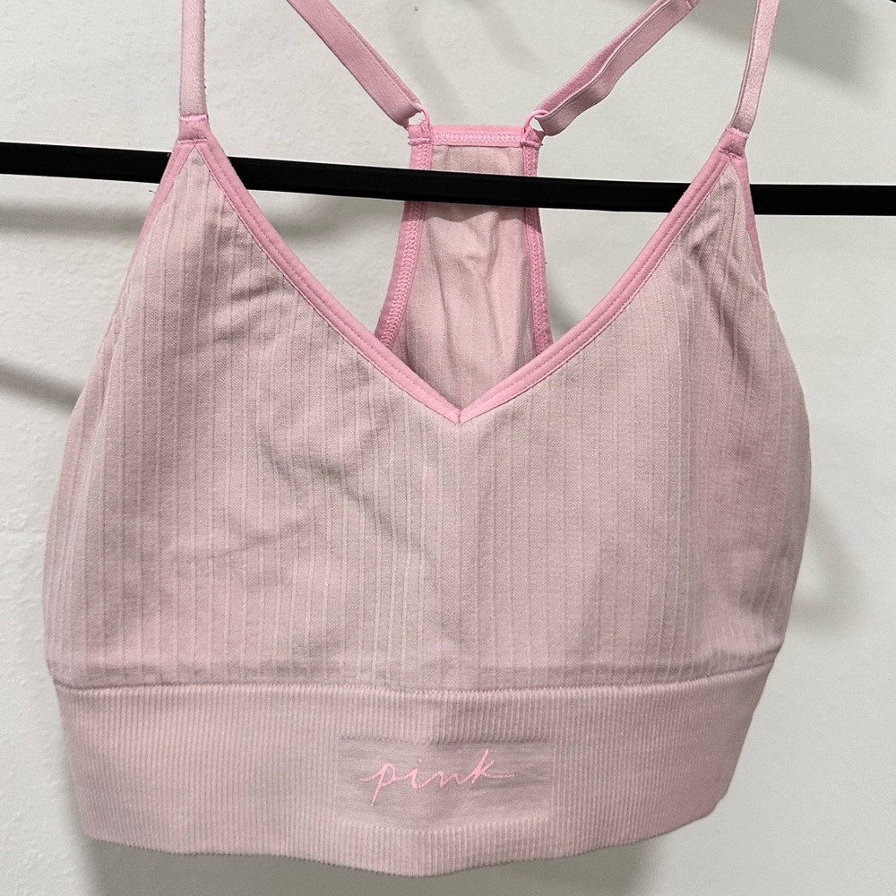 dk active Pink Ribbed V-Neck Bra